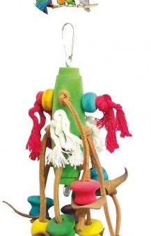 PARROT TOY ROPE WOODEN CUBES AND LEATHER Supply